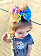 Load image into Gallery viewer, Faux Glitter Rainbow Bow