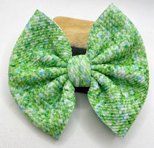 Load image into Gallery viewer, Faux Glitter Lime Green Bow