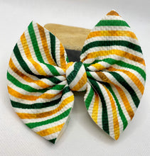 Load image into Gallery viewer, Gold and Green Stripes Bow