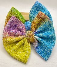 Load image into Gallery viewer, Faux Glitter Rainbow Bow