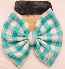 Load image into Gallery viewer, Teal Gingham Bow