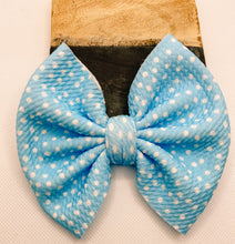 Load image into Gallery viewer, Light Blue Polka Dots Bow