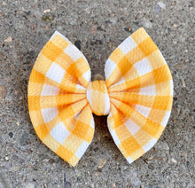 Load image into Gallery viewer, Yellow Gingham Bow/Wrap