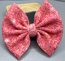 Load image into Gallery viewer, Faux Glitter Bright Pink Bow