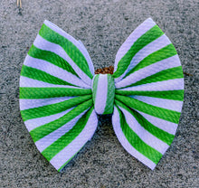 Load image into Gallery viewer, Green Stripe Bow