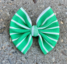 Load image into Gallery viewer, Green and White Polka Dots Bow/Wrap