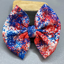 Load image into Gallery viewer, Red, White and Blue Splash Bow