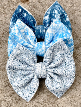 Load image into Gallery viewer, Slate Blue Faux Glitter Bow
