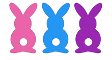 Load image into Gallery viewer, 3 Bunnies with Tails(pink/blue/purple) Shirt/Onesie-Infant/Toddler Sizes (Rainbow image option available)