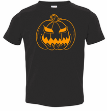 Load image into Gallery viewer, Jack-O-Lantern Toddler/Youth Shirt- Unbleached or Bleached Option-Multiple Colors