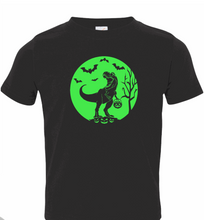 Load image into Gallery viewer, Halloween T-Rex Toddler/Youth Shirt- Unbleached or Bleached Option-Multiple Colors