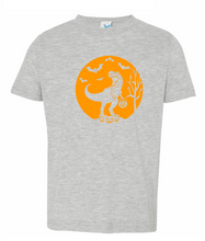 Load image into Gallery viewer, Halloween T-Rex Toddler/Youth Shirt- Unbleached or Bleached Option-Multiple Colors