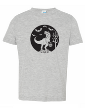 Load image into Gallery viewer, Halloween T-Rex Toddler/Youth Shirt- Unbleached or Bleached Option-Multiple Colors