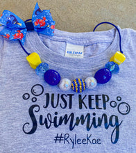 Load image into Gallery viewer, Just keep swimming ribbon bow