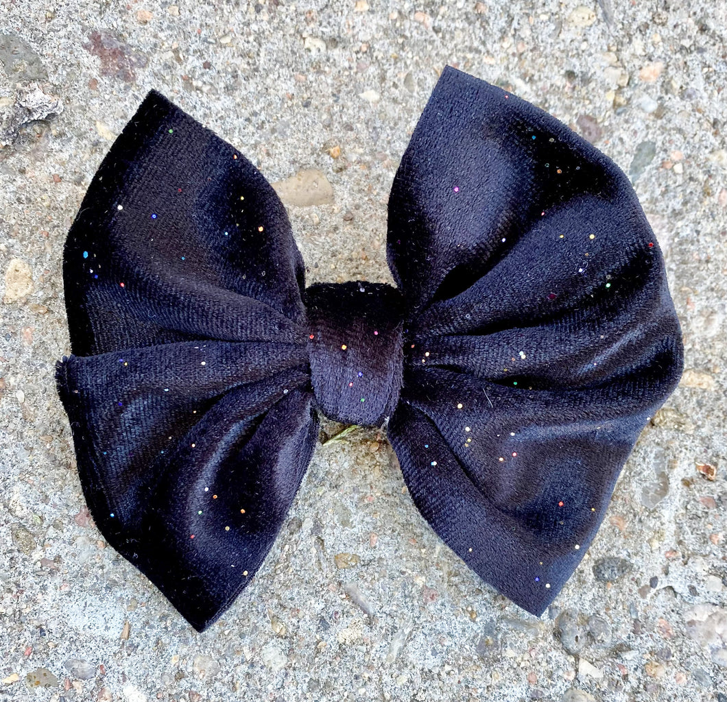 Sparkle Black Velvet Bow