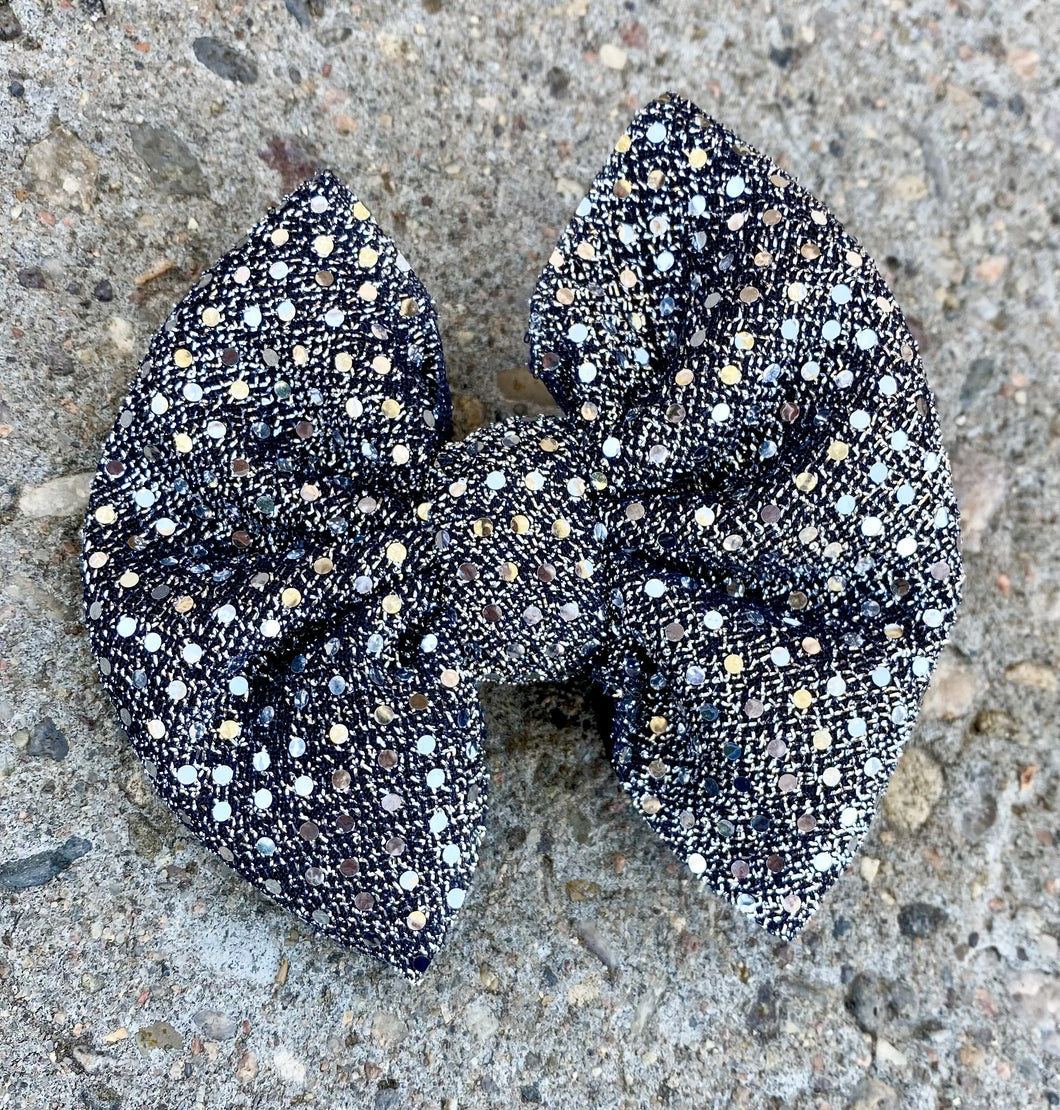 Dark Gray Sequin Sparkle Bow