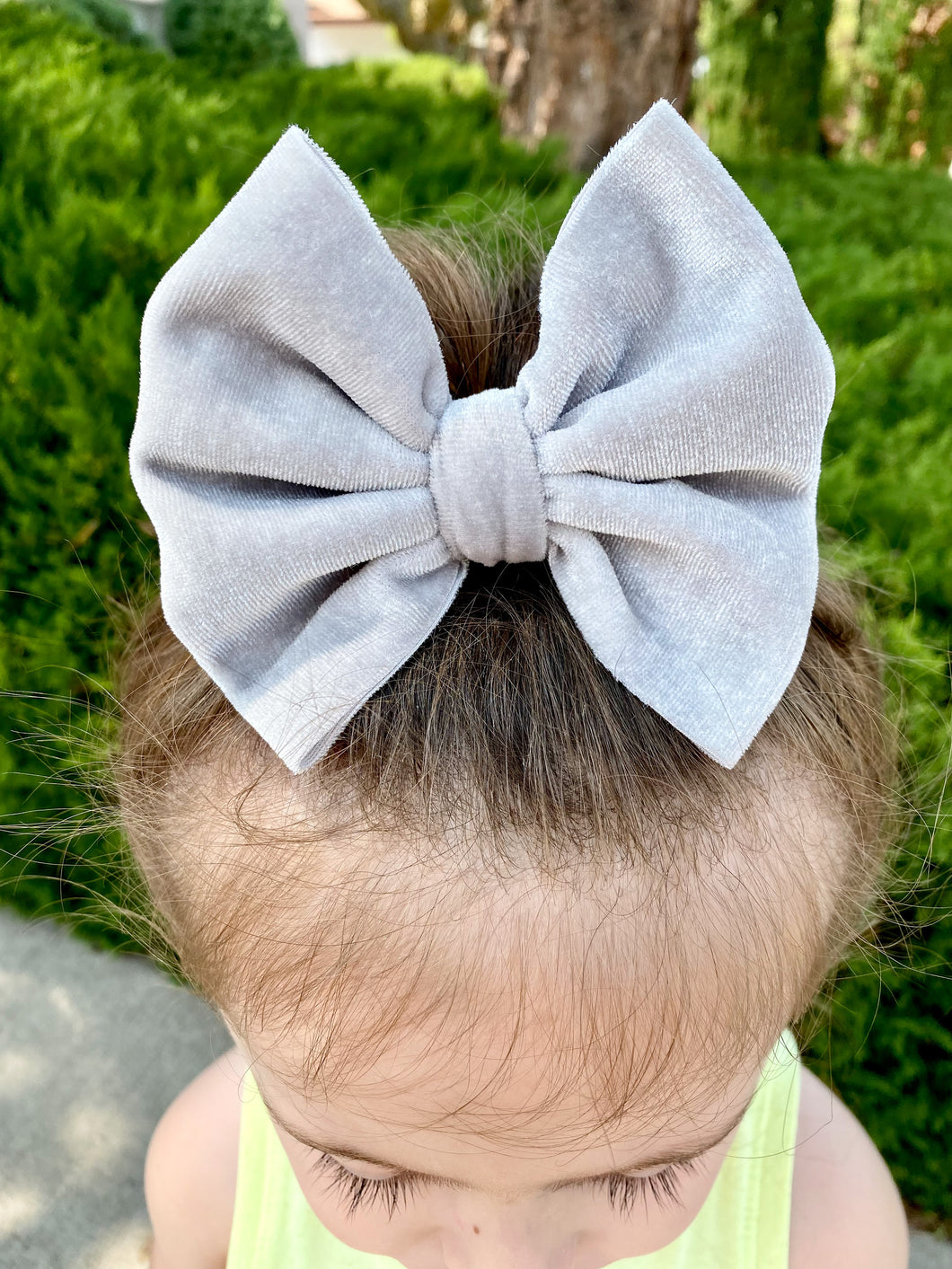 Silver Gray Velvet Bow