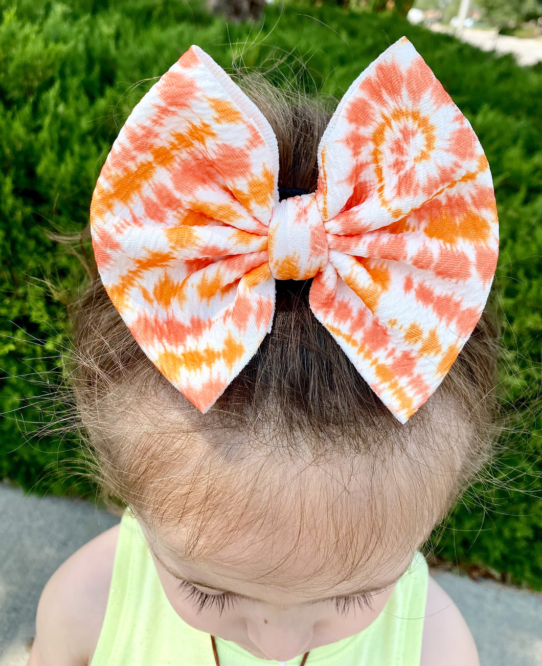 Orange and Coral Tie Dye Bow