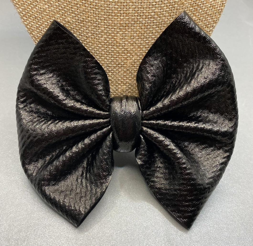 Black Pleather Bow