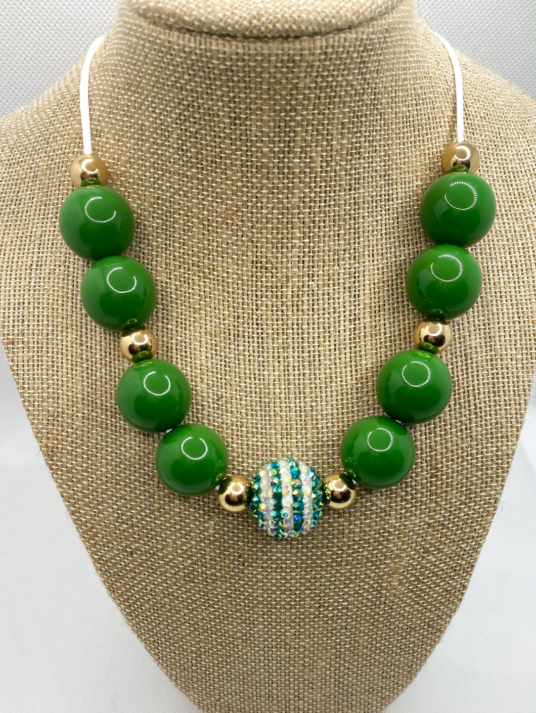 Green and Gold Rhinestone Necklace