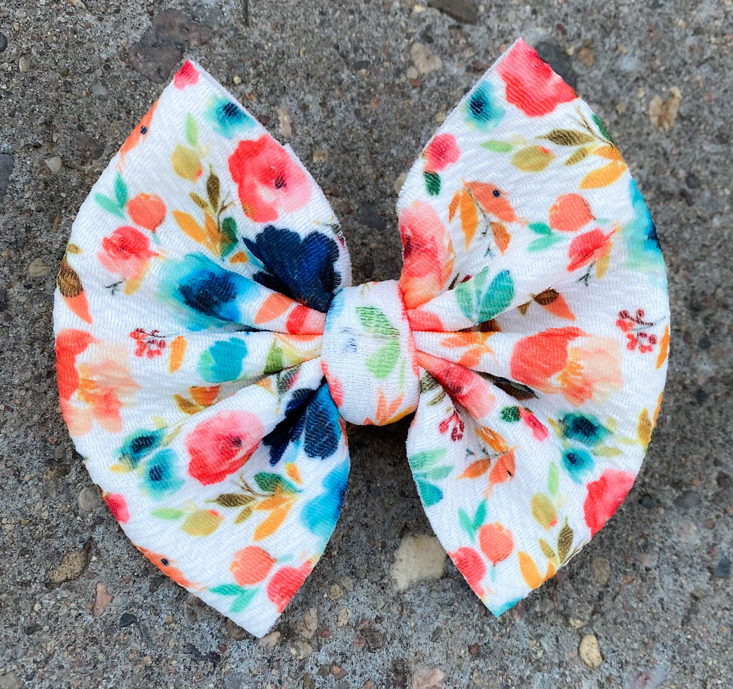 Blue Floral Bow