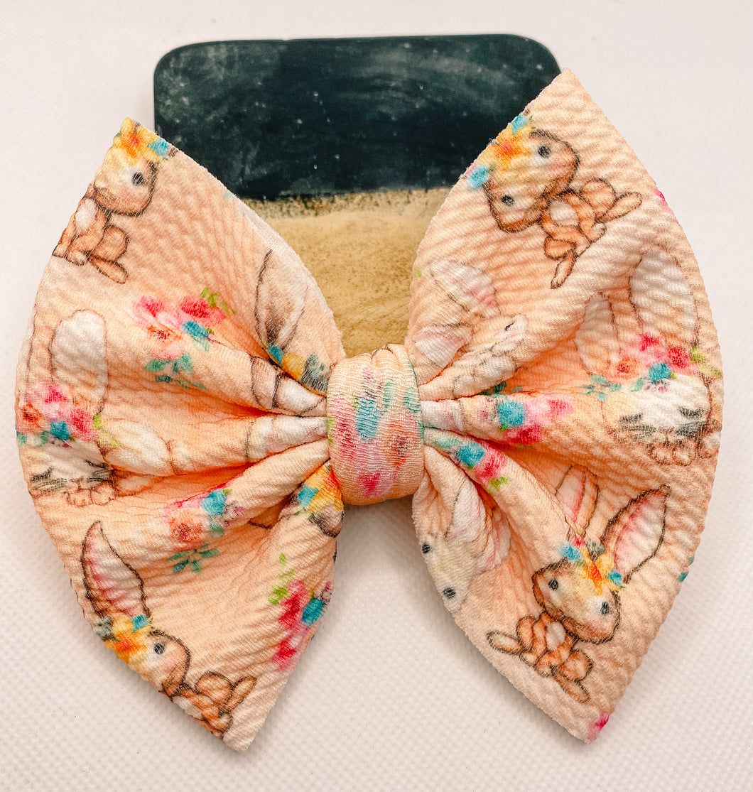 Peach Bunny Bow