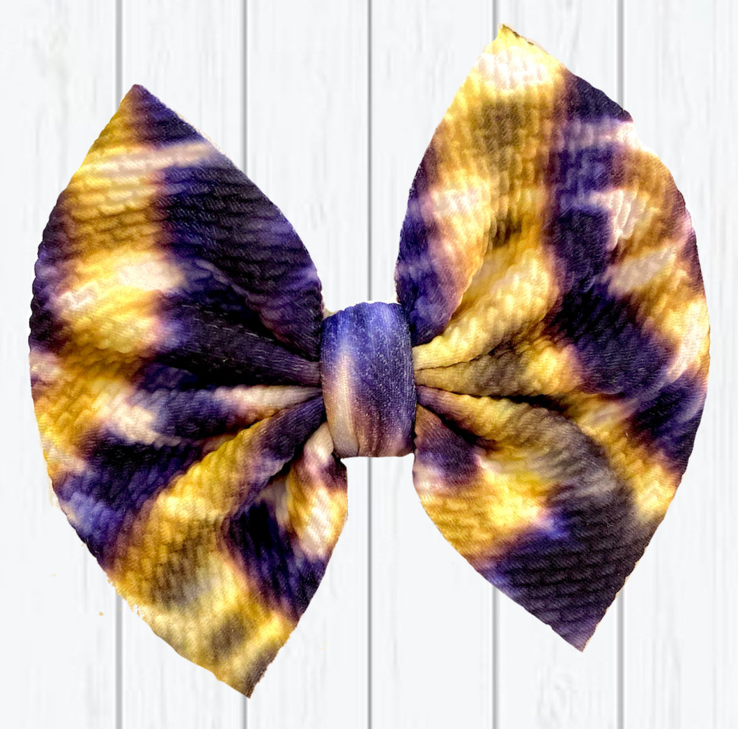 Purple and Yellow Tie Dye Bow