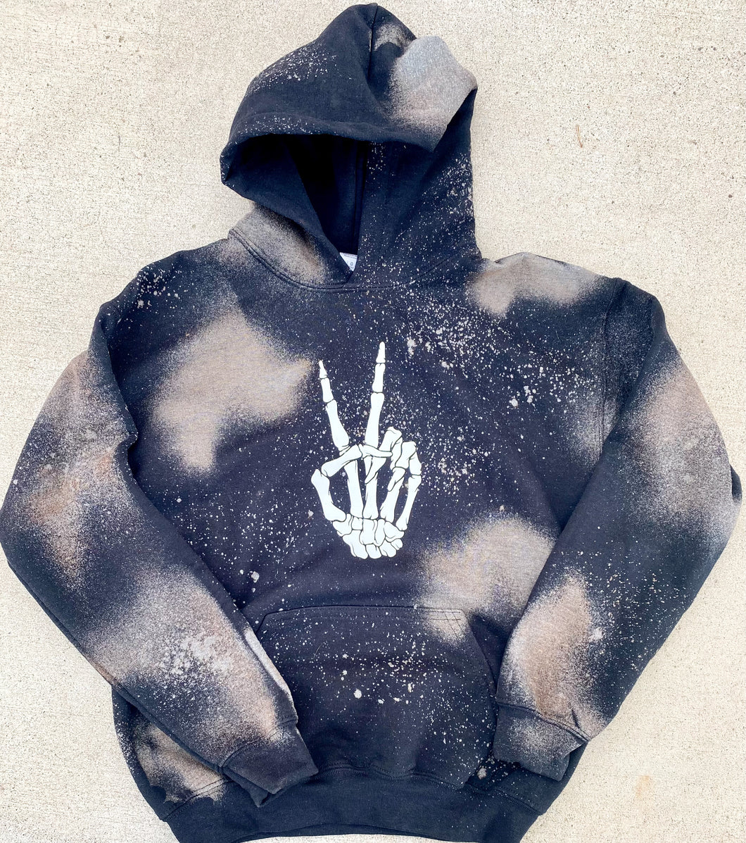 Peace Skeleton Adult Hoodie or Crewneck Sweatshirt-Multiple Color and Style Options