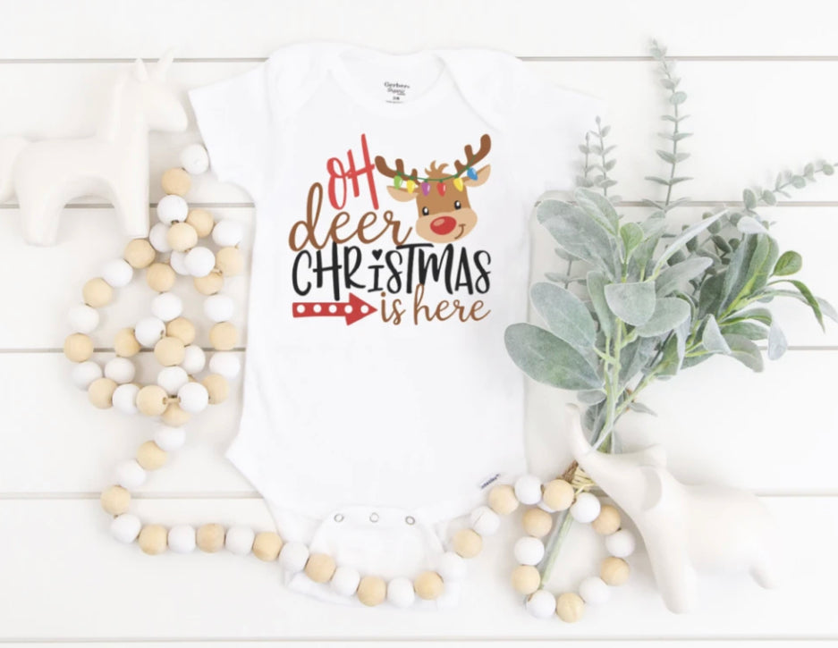 Oh Deer Christmas is Here Onesie/Shirt- Multiple Style Options(Newborn-24m)