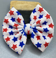 Load image into Gallery viewer, Red, White and Blue Stars Bow
