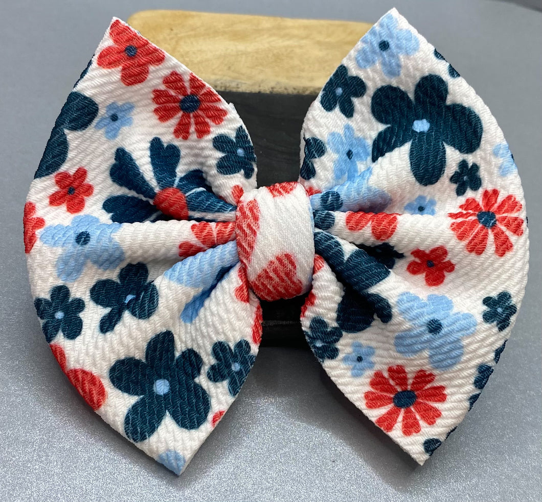 Patriotic Flowers Bow