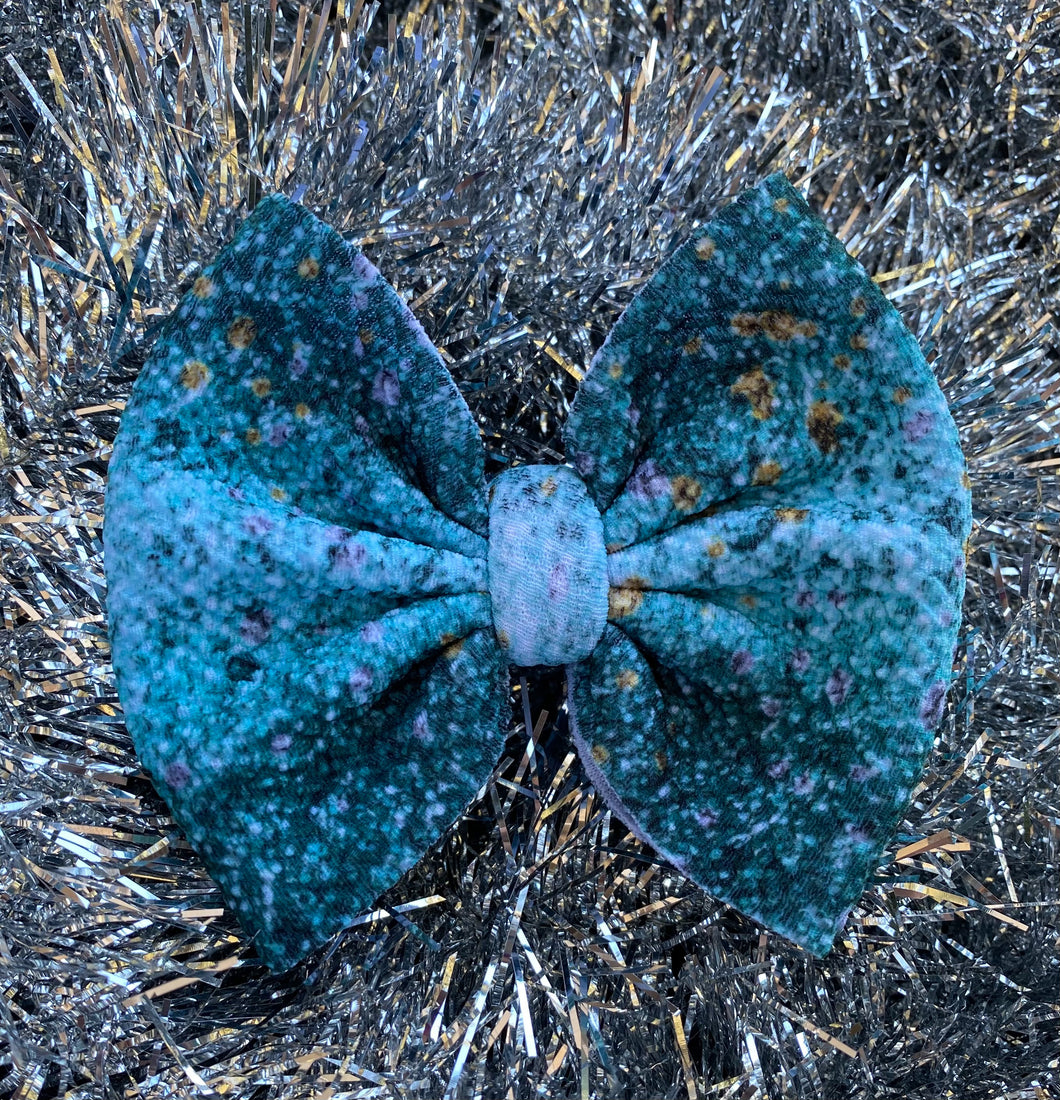 Faux Glitter Teal,Gold,Silver Ombre Bow
