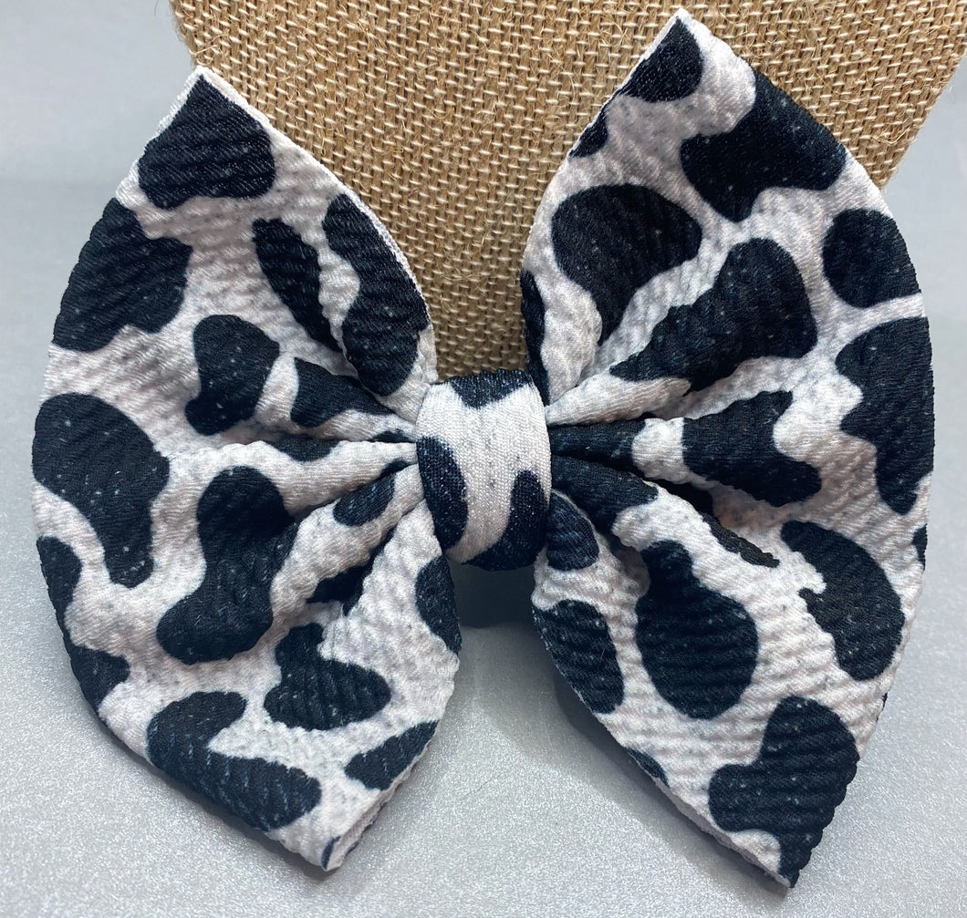 Faux Glitter Cow Print Bow