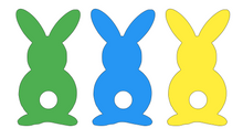 Load image into Gallery viewer, 3 Bunnies with Tails(green/blue/yellow) Shirt/Onesie-Infant/Toddler Sizes (Rainbow image option available)
