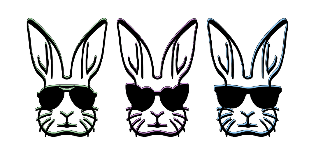3 Bunnies with Glasses Pastel Outline Shirt/Onesie-Infant/Toddler Sizes