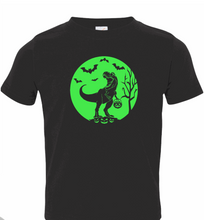 Load image into Gallery viewer, Halloween T-Rex Toddler/Youth Shirt- Unbleached or Bleached Option-Multiple Colors
