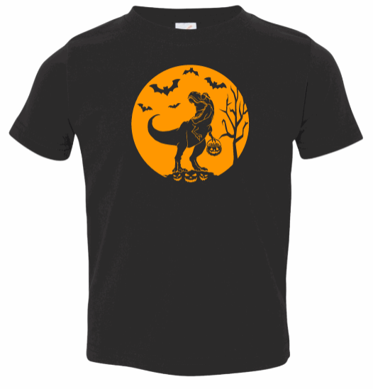 Halloween T-Rex Toddler/Youth Shirt- Unbleached or Bleached Option-Multiple Colors