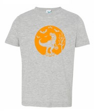 Load image into Gallery viewer, Halloween T-Rex Toddler/Youth Shirt- Unbleached or Bleached Option-Multiple Colors
