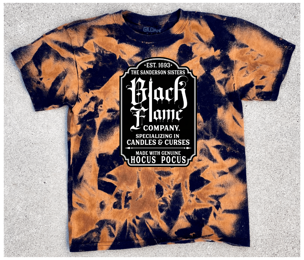 Dark Black Flame Adult Shirt- Unbleached or Bleached Option-Multiple Colors