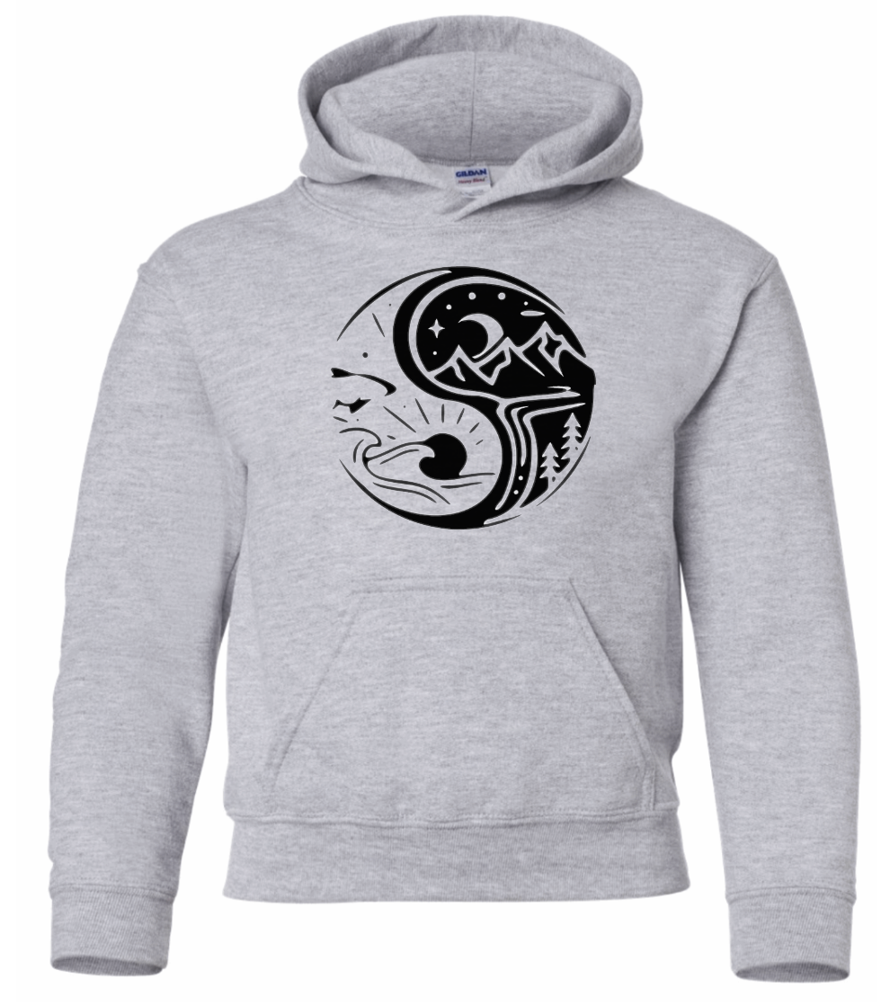 Yin Yang Adult Hoodie or Crewneck Sweatshirt-Multiple Color and Style Options