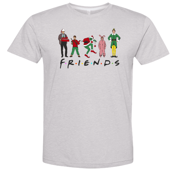X-Mas Movie FRIENDS Youth and Adult Shirts- Short and Long Sleeve Multiple Color Options