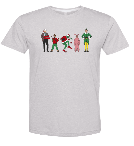 X-Mas Movie Buddies Youth and Adult Shirts- Short and Long Sleeve Multiple Color Options