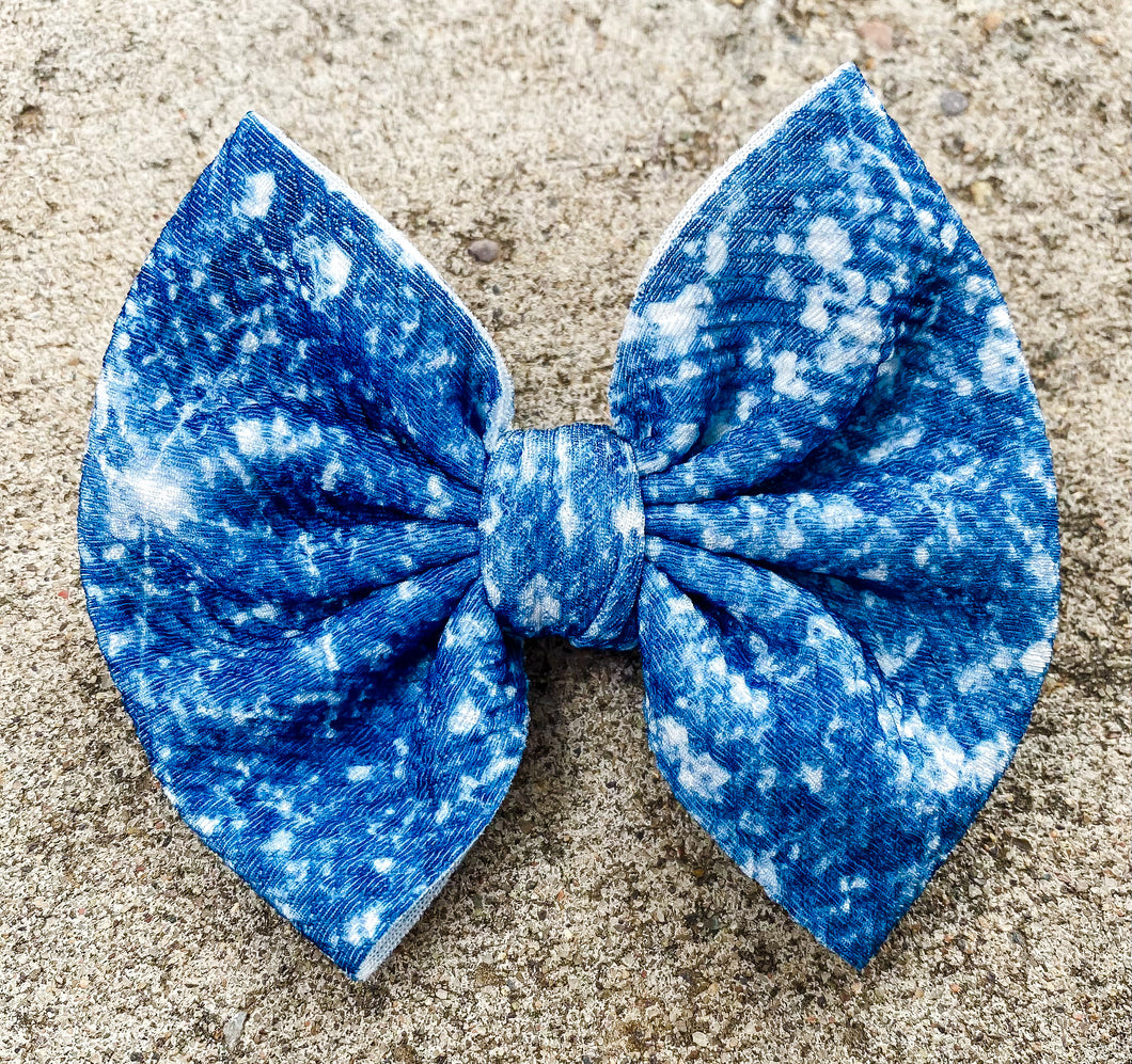 Royal Blue Faux Glitter Bow